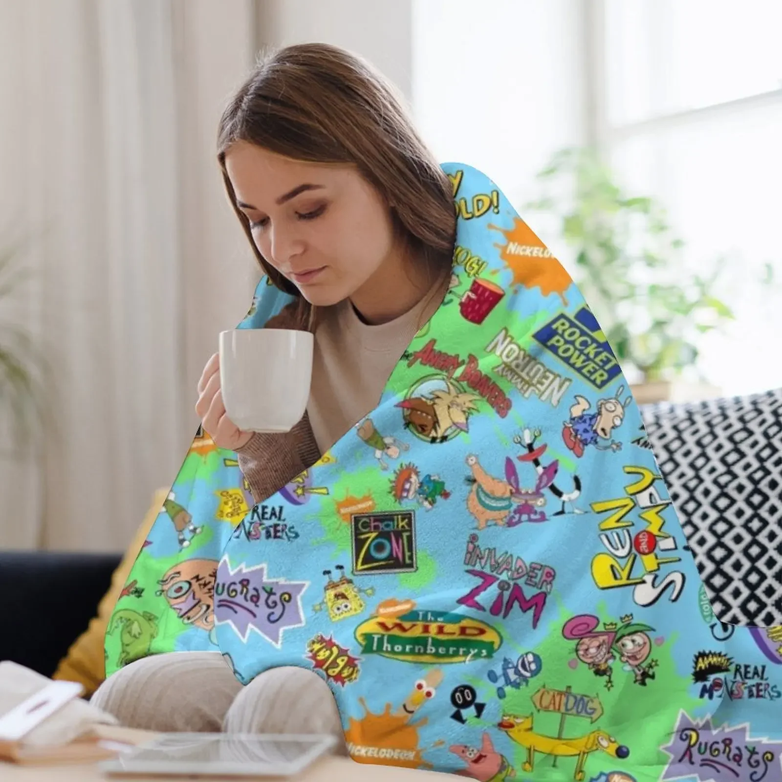 Гавайский принт Nicktoons-a-Palooza! Одеяло Декоративный диван Аниме Диван Фланелевые