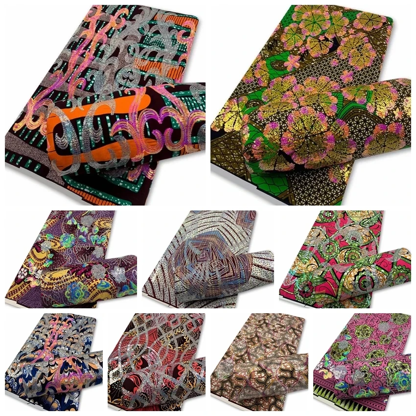 2022 Высококачественная африканская ткань с блестками воск принт хлопок Анкара