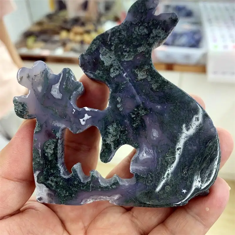 

Natural Ocean Jasper Rabbit Statue Gemstone Crafts Healing Crystal Animals Figurines Reiki Carved Stones Wholesale 1pcs