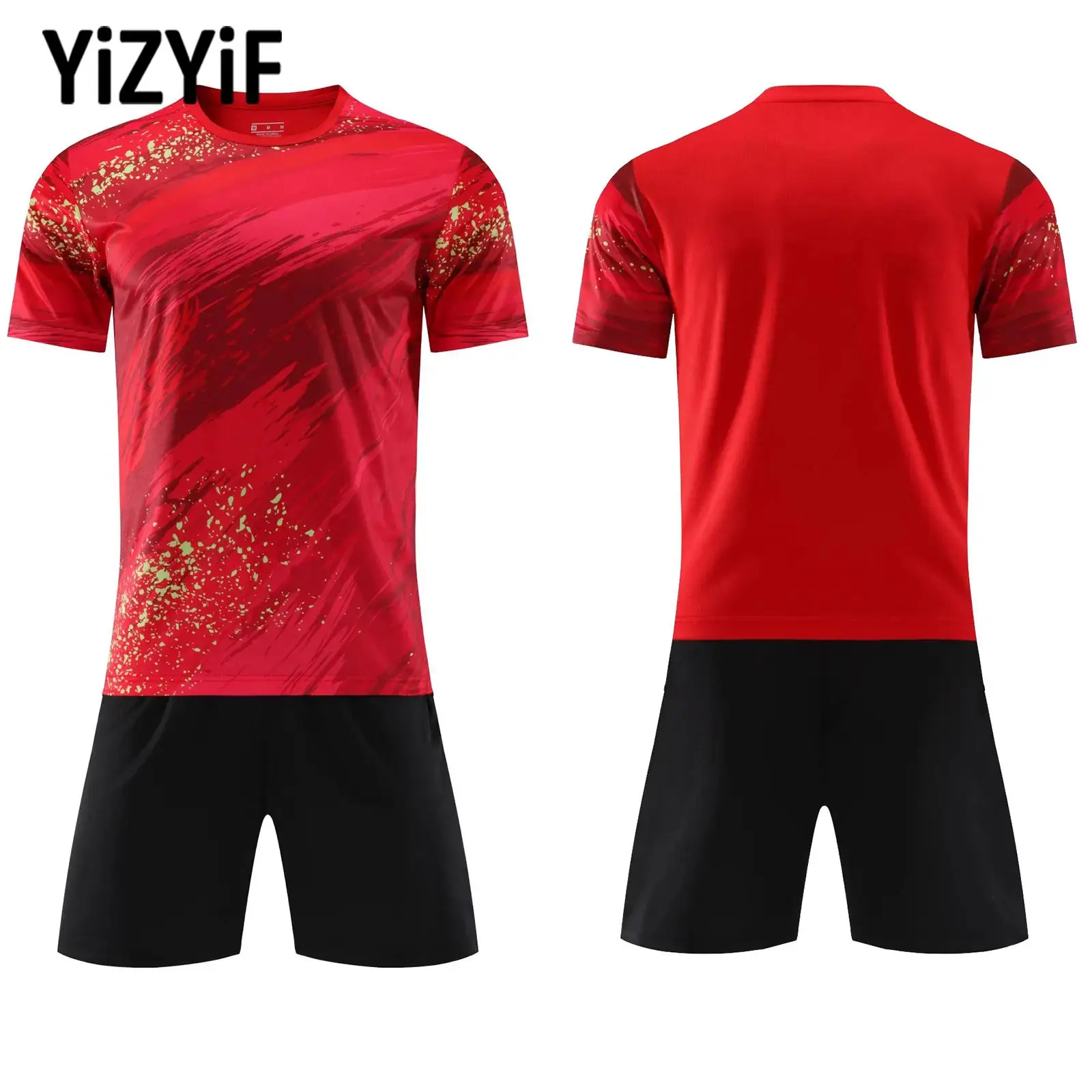 

Kids Boys Short Sleeve T-shirt And Drawstring Elastic Waistband Shorts Sport Outfits Football Team Training Uniform Soccer Suits