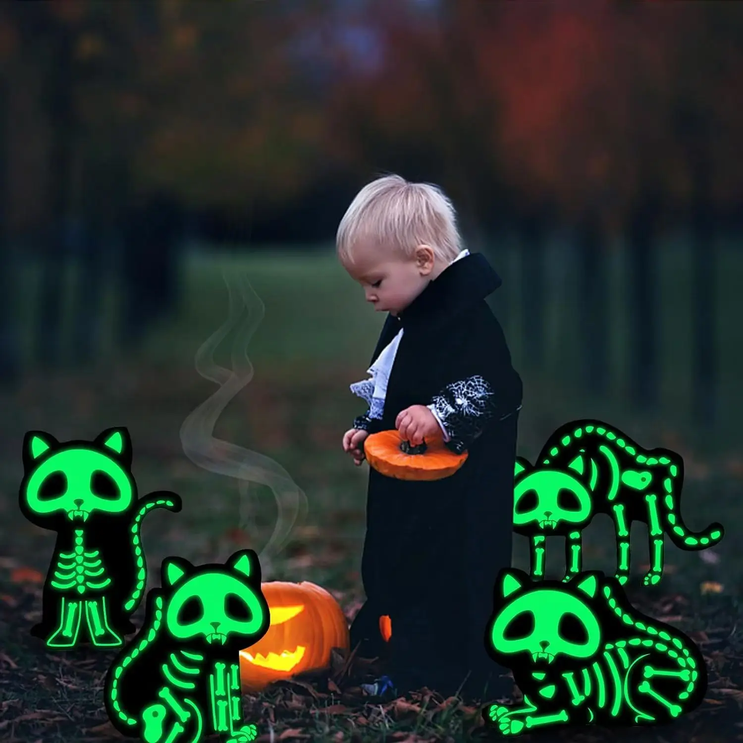 Карточка на Хэллоуин двор для улицы газон светящийся в темноте Черный кот силуэт