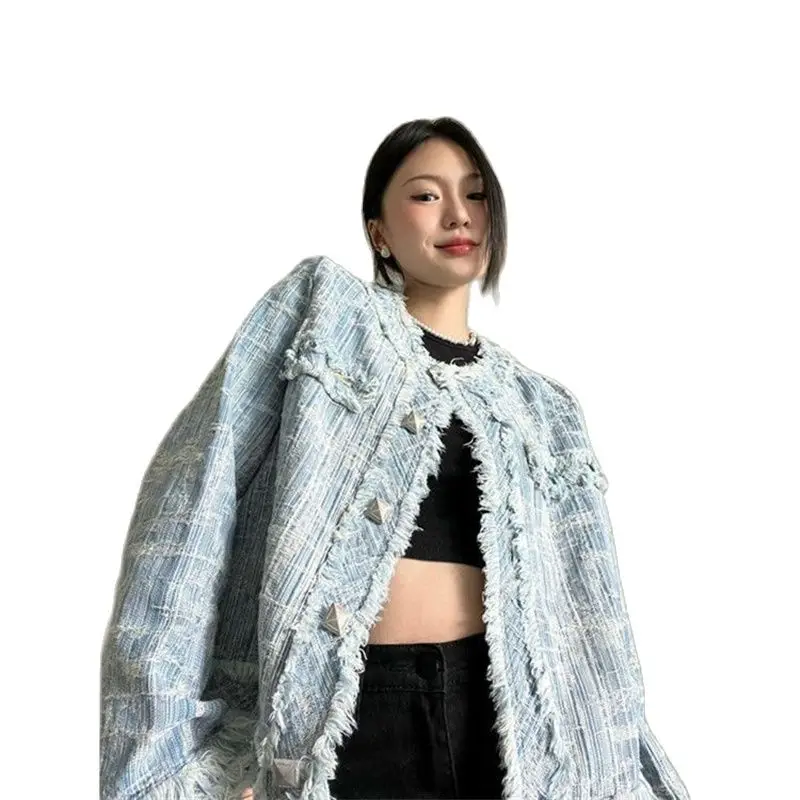 

Small Fragrant Vintage Denim Coat for Women 2023 Spring and Autumn New Design Sense of Loose Everything Long Sleeve Cardigan top