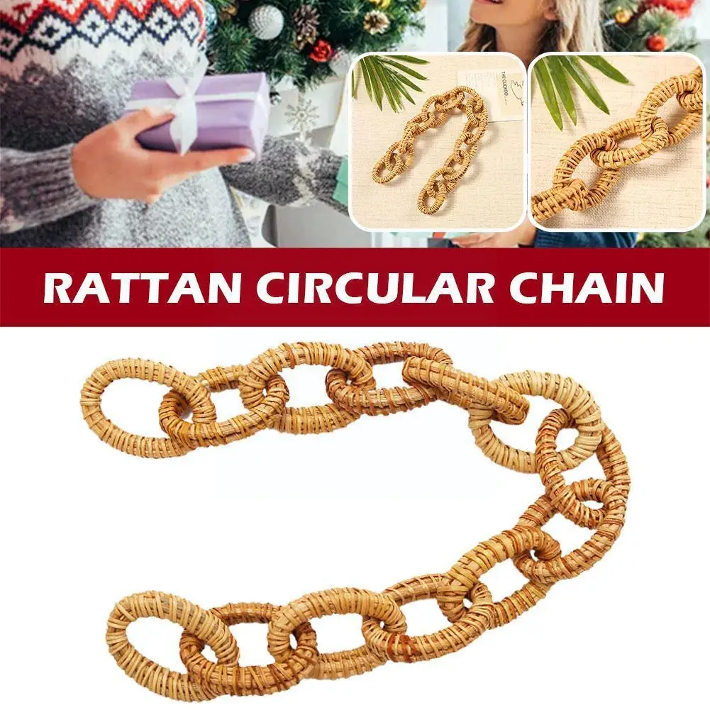 

Nordic Rattan Wrapped Wood Chain With 13 Links Decorative Wood Link Chain Handmade Country Style Home Wall Decor For Photog Z1o2