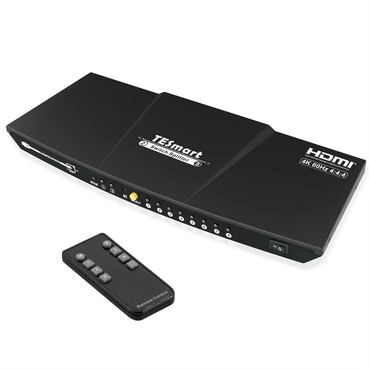 

TESmart Splitter HDMI 2X8 8 port Video Mixer Switcher HDR Smart EDID 18Gbps HDCP2.2 4k60hz HDMI Splitter