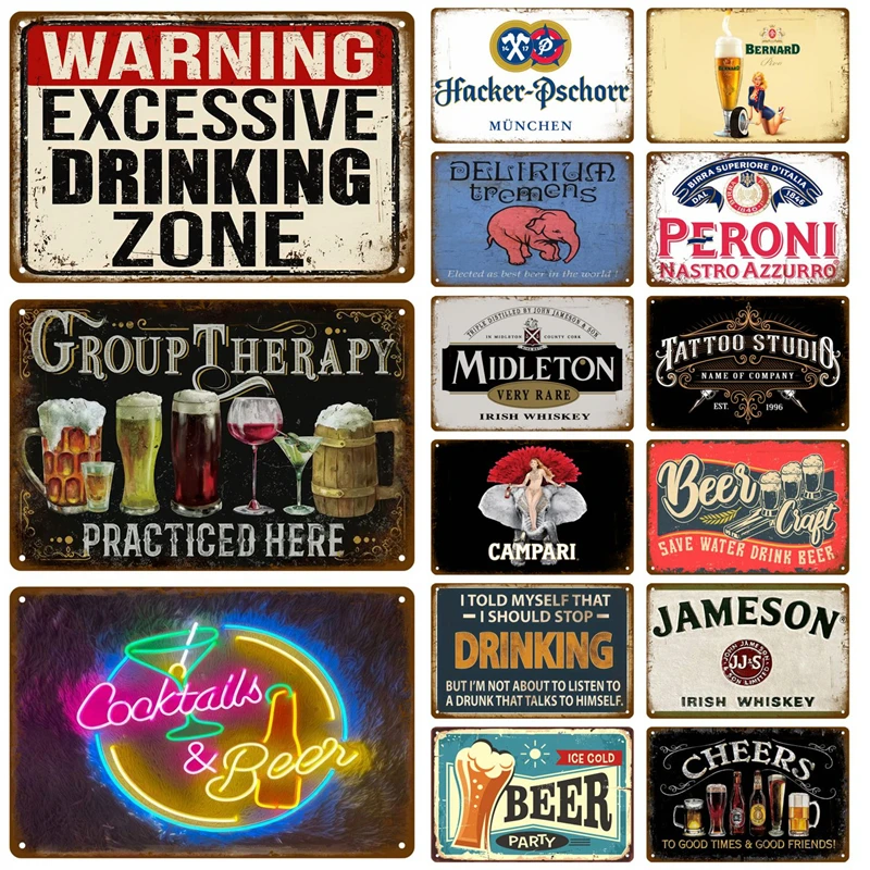 Винтажный жестяной знак декор для виски вина пивной бренд плакат металлическая