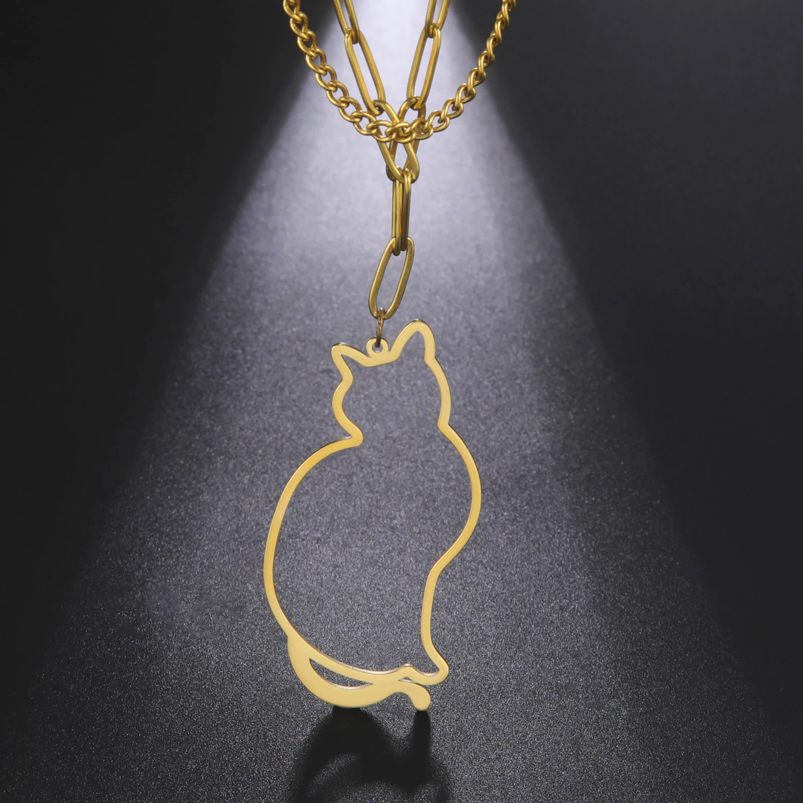 

Ожерелье с подвеской в виде кошки из нержавеющей стали