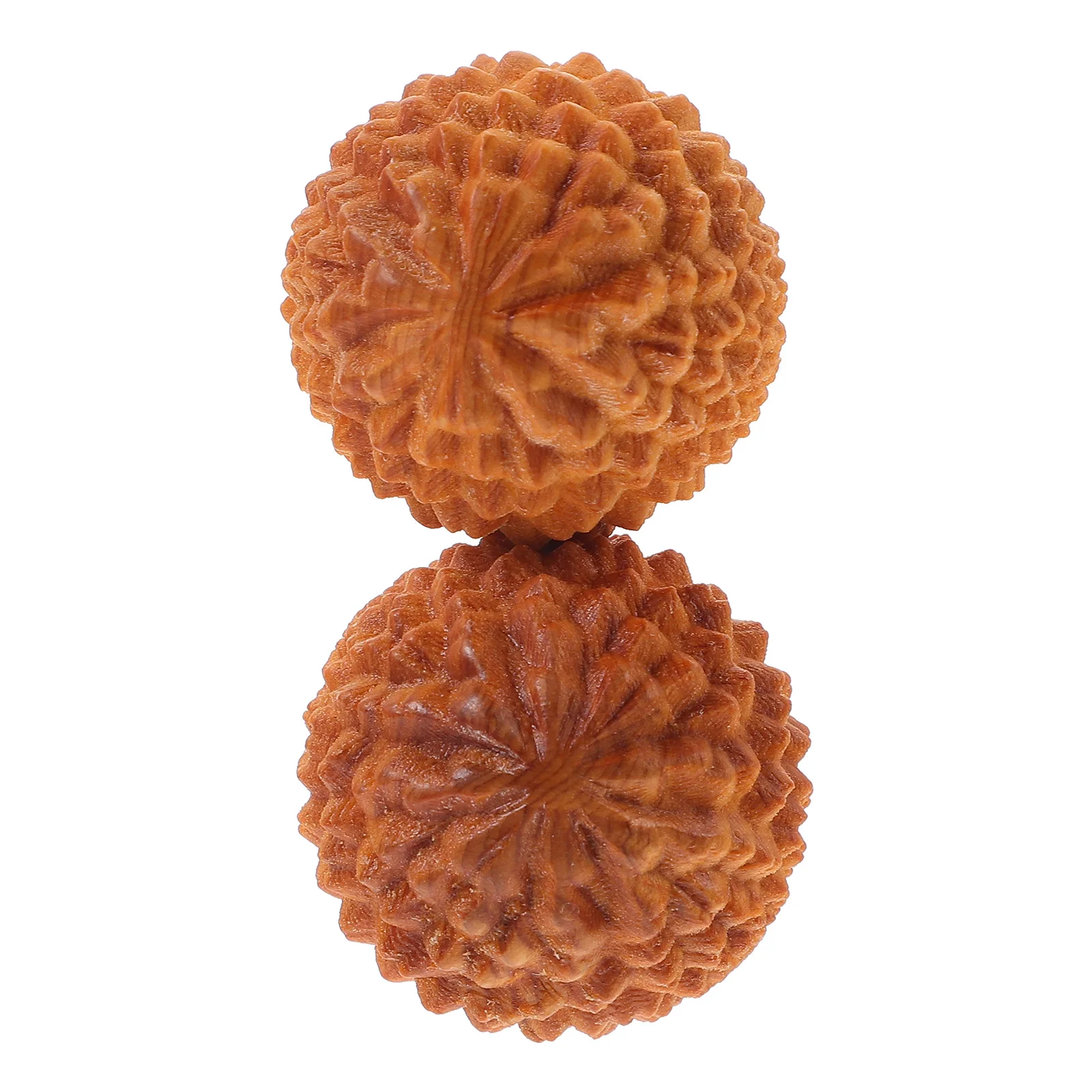 

2 Pcs Massage Ball Rolling Hand Massager Mini Balls Wood Durian-shaped Handballs Crafts Exercising Wooden Round Fitness