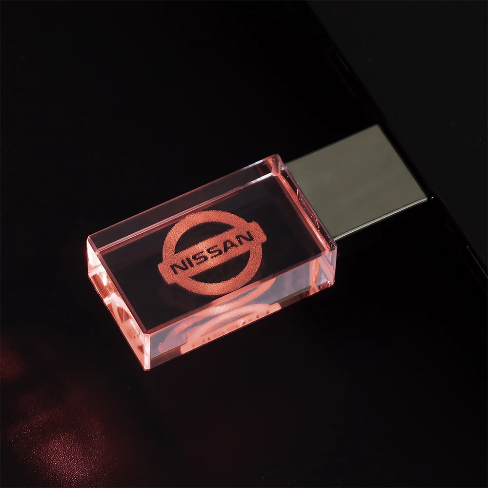 Фото Светодиодный светильник, модный кристаллический USB-накопитель, 64 ГБ, автомобильный подарок, карта памяти, бесплатный индивидуальный логотип, ручка-накопитель, внешний накопитель U-диск, 32 ГБ №2
