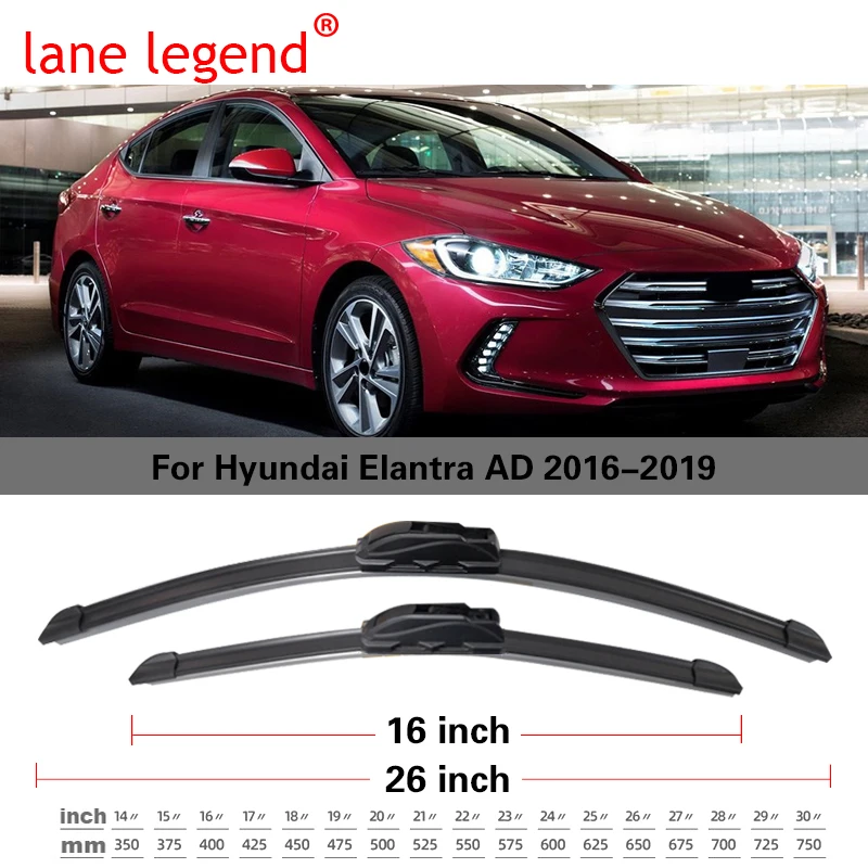 

Для Hyundai Elantra AD 2016 2017 2018 2019 лобовое стекло передние щетки стеклоочистителя щетки резак аксессуары U J крючок 26 "+ 16"