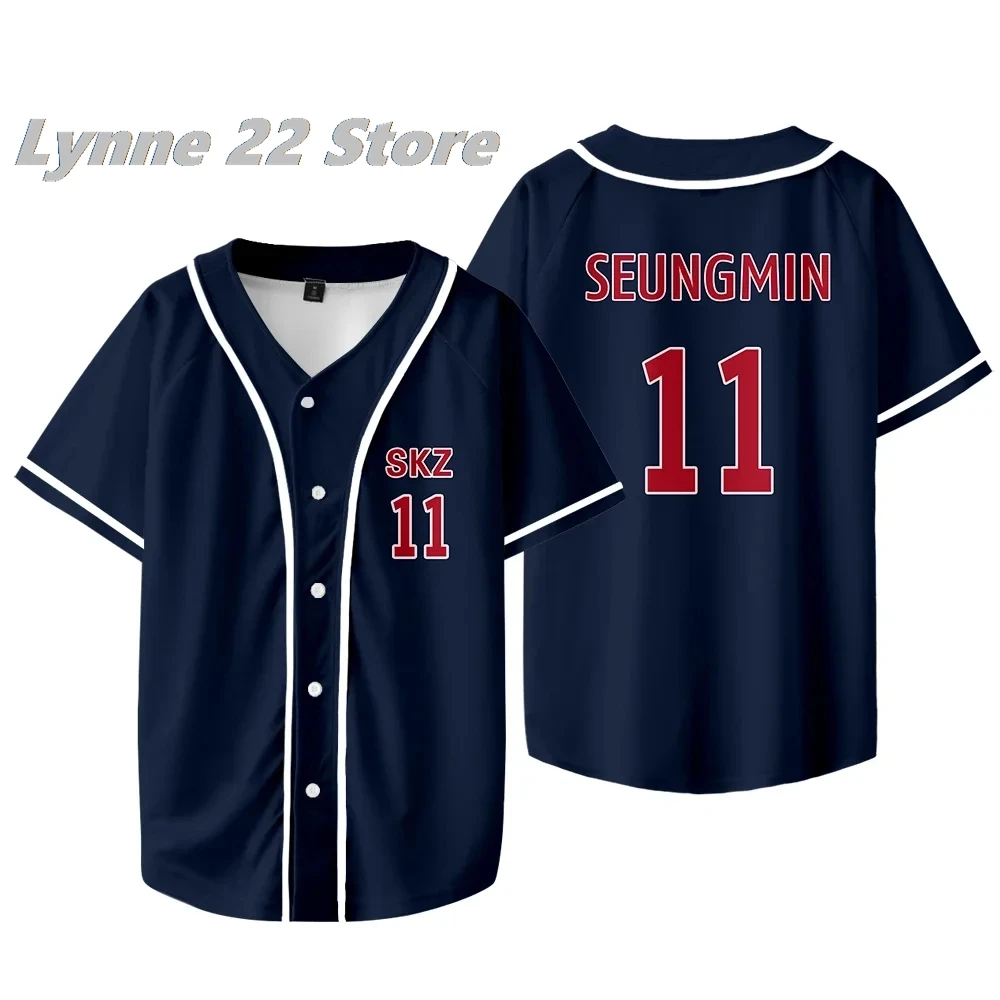 НОВЫЙ KPOP FELIX BANGCHAN CHANGBIN HYUNJIN SEUNGMIN LEE KNOW Бейсбольная футболка с коротким рукавом и