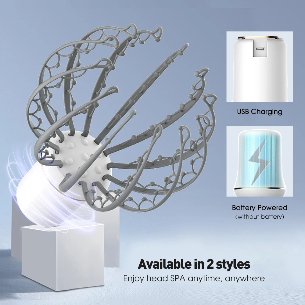 Электрический массажер для головы осьминог 3 режима вибрации массаж снятие