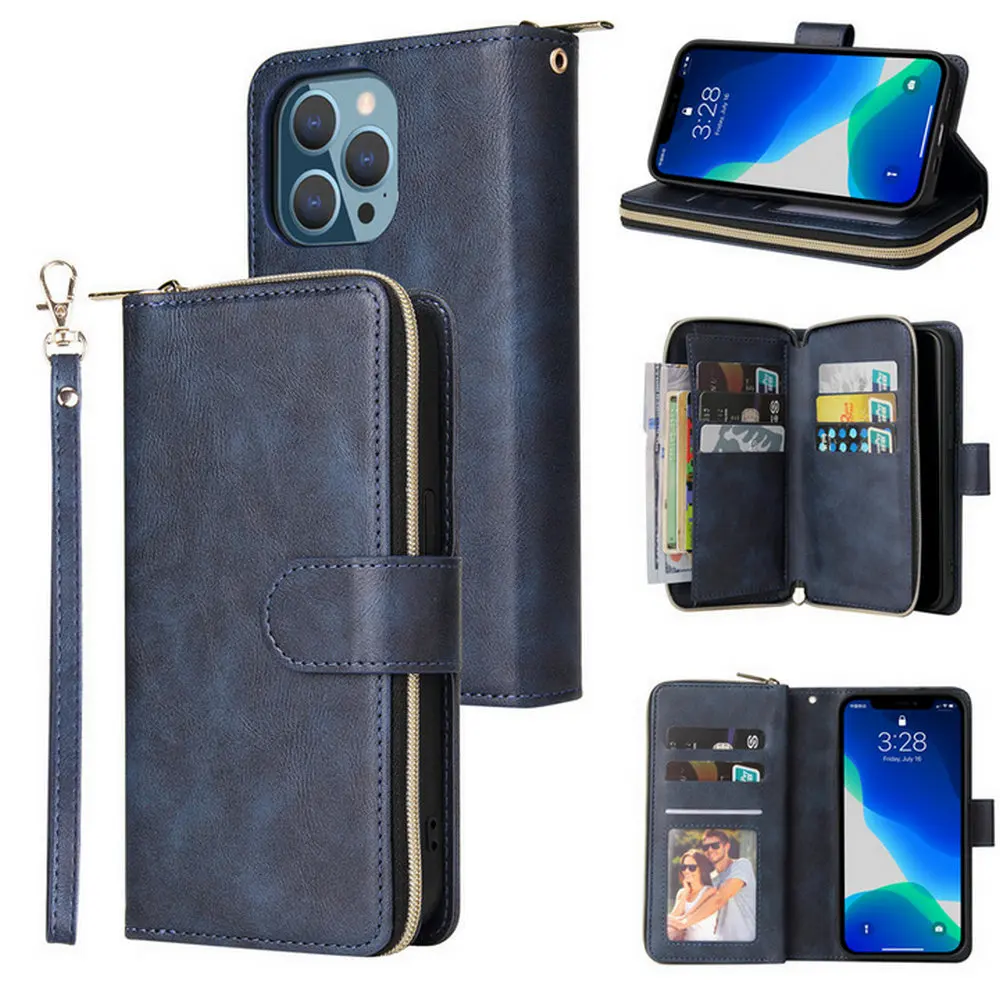 

P30Lite P40 Pro Plus Zipper Leather Wallet Case for Huawei P40 Lite E Flip Case Luxury Multi 9-Card Slot Funda Honor 9c 9 c 20s