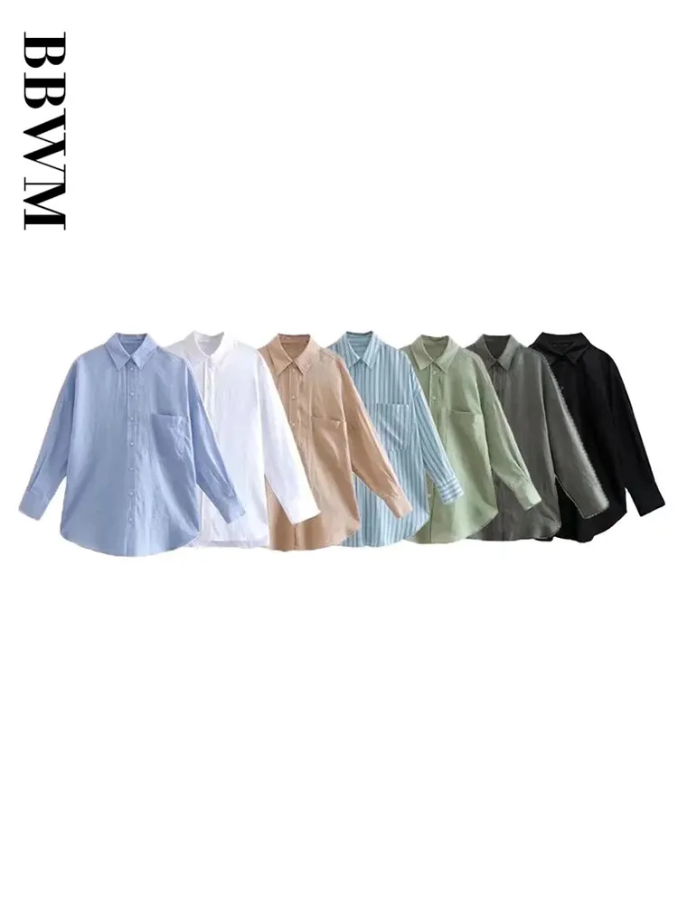 Женская однобортная рубашка с отложным воротником Повседневная однотонная