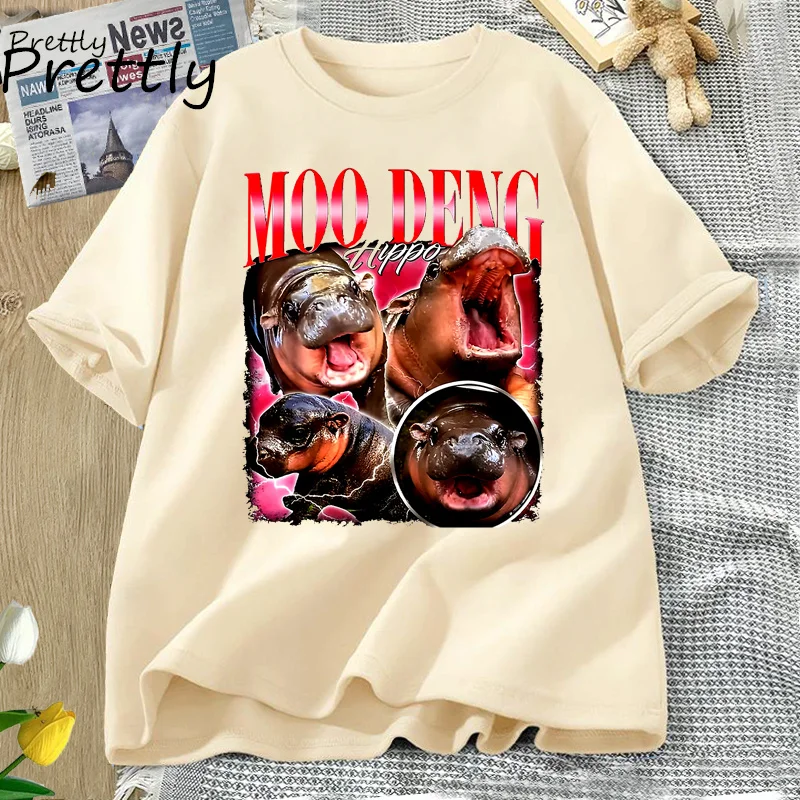 Футболка Moodeng Hippo женские футболки с милыми животными и графическим принтом