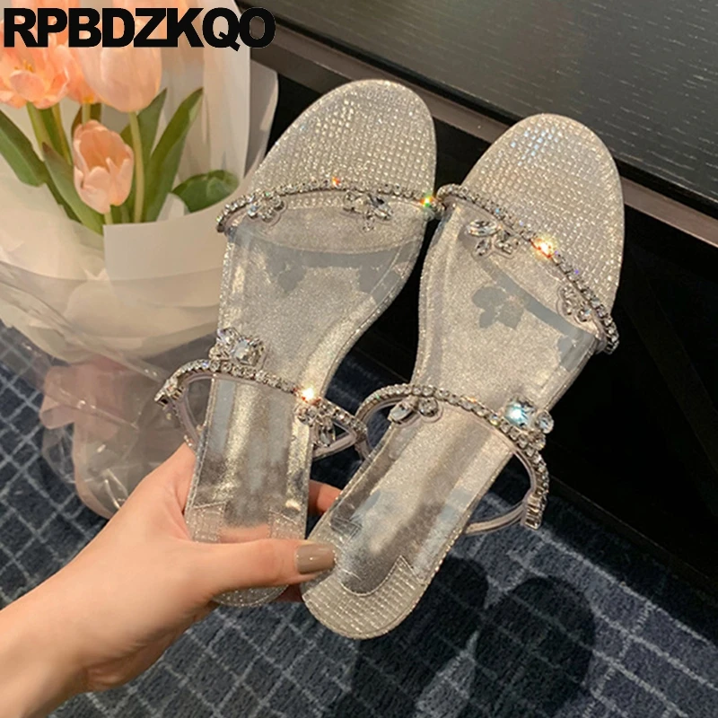 

Туфли-лодочки женские на среднем каблуке, тонкая обувь, блестящие шлепанцы, фотошлепанцы, Золушка, с кристаллами