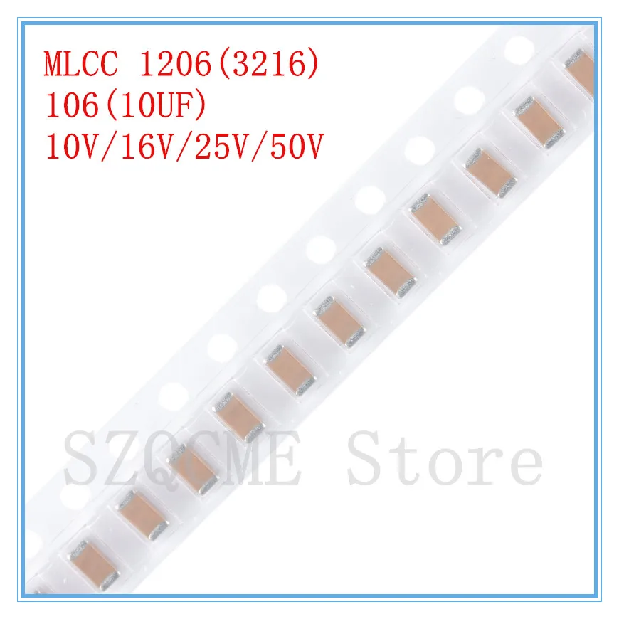10 шт. 1206 3216 106 10uF ± 10% 10V 16V 25V 50V X5R Y5V X7R чип конденсатор неполярный поверхностного