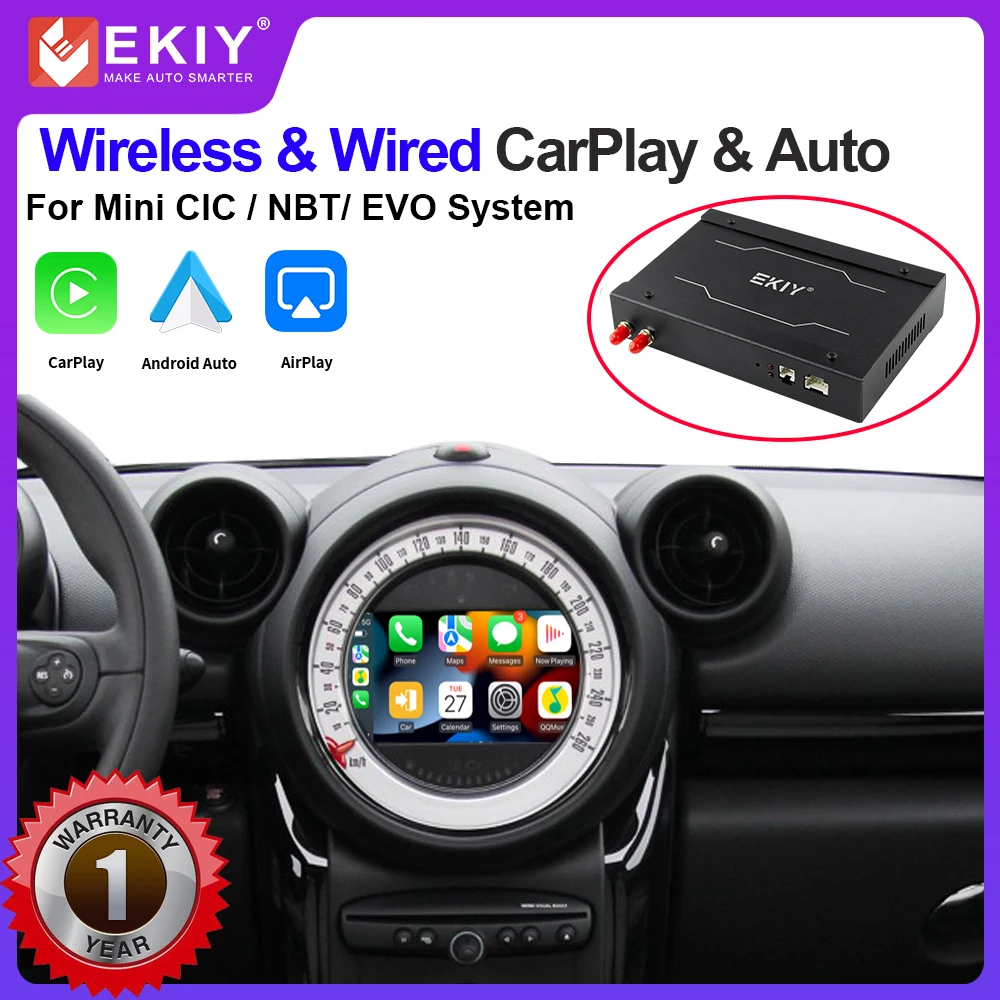 

EKIY Wireless Apple CarPlay Android Auto For Mini Clubman Countryman Hardtop Cooper John Cooper For CIC NBT EVO System Cay Play