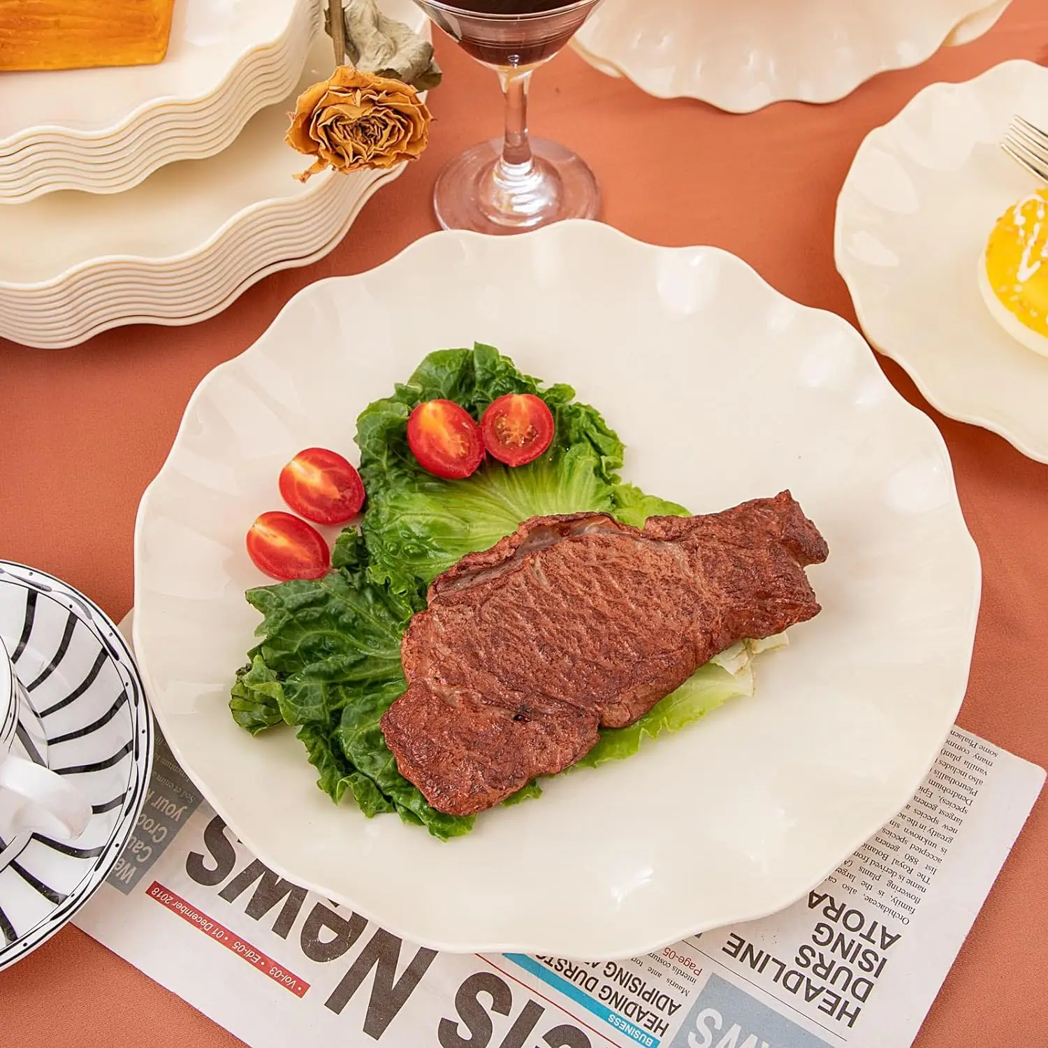 Набор Из 12 Пластиковых Обеденных Тарелок Многоразовые Небьющиеся Тарелки Для