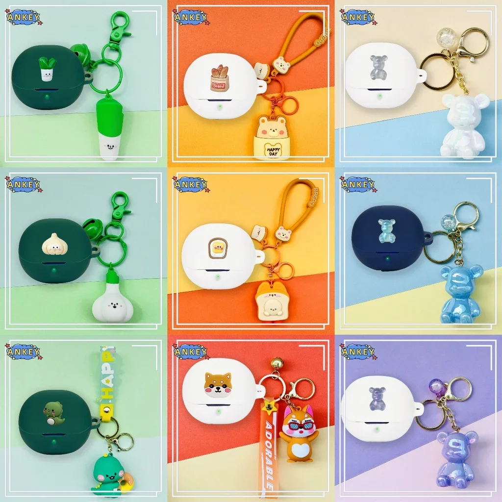 Силиконовый чехол для QCY AilyBuds Pro + милые наушники в виде динозавра мягкий защитный