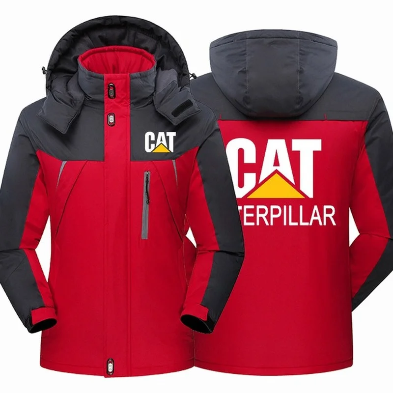 

Winter Fashion Cat Caterpillar Tractor Men's Clothing Fleece Waterproof Fishing Jackets Thicken Zipper Warm High Quality Outwear