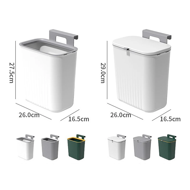 

Kitchen Trash Can Household Cabinet Door Hanging Sliding Cover Storage Bucket Trash Can Wall-mounted with Lid Trash Can