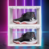 sound led light emitting shoe box side led light acrylic display shoe storage box transparent