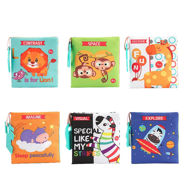 

Free Teether Touch Feel First Cloth Crinkle Cloth Books Toys for Babies Activity Fabric Non-Toxic Early Educational Learning Toy