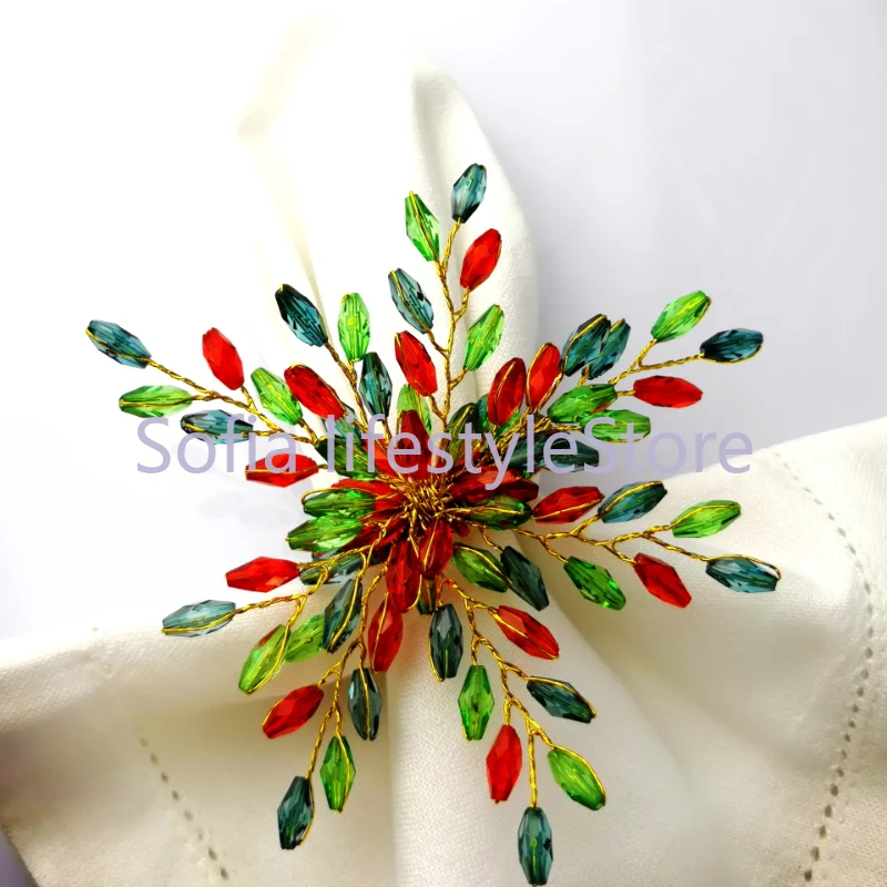 

Free Shipping Acrylic Flower Napkin Ring 12 Pcs Holidays Decoration