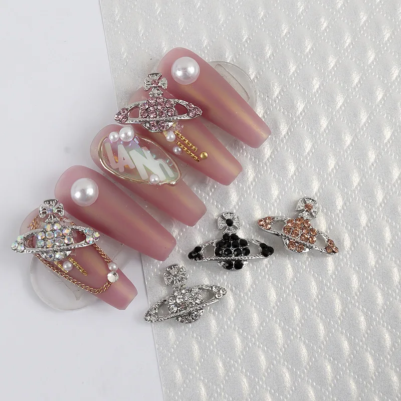 

Nail Art Professional Supply 3D Metal Color Planet Diamond Jewelry Alloy Satellite Surface Rhinestone Decoration Charms