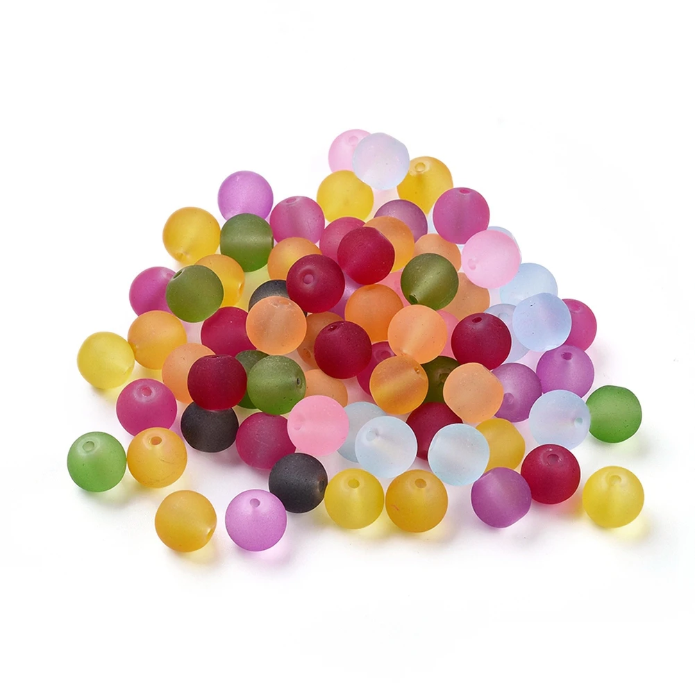 

Pandahall 100Pcs Mixed Color Round Frosted Glass Beads Loose Spacer Beads for Jewelry Making DIY Bracelet Necklace
