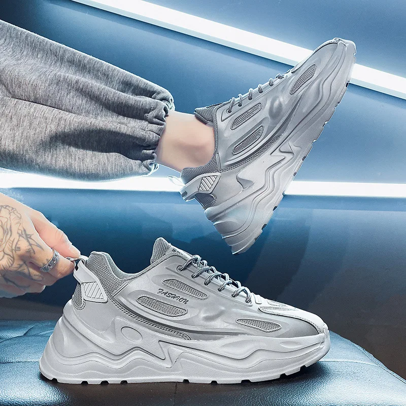 

Winter Men Male New style Casual Non-slip Fashion Round Flat-bottomed Thick-soled Tenis Comfortable Stretchy Shoes casual shoes