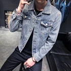 Мужская джинсовая куртка с дырками, базовая мотоциклетная куртка в стиле ретро, уличная одежда в стиле хип-хоп, куртка-бомбер, ковбойская Мужская джинсовая куртка, 2022