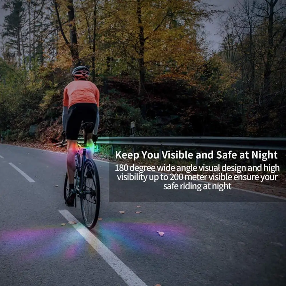 

LED Rechargeable Light Lighting Bicycle Tail Warning USB COB Lamp Bead 14 Modes