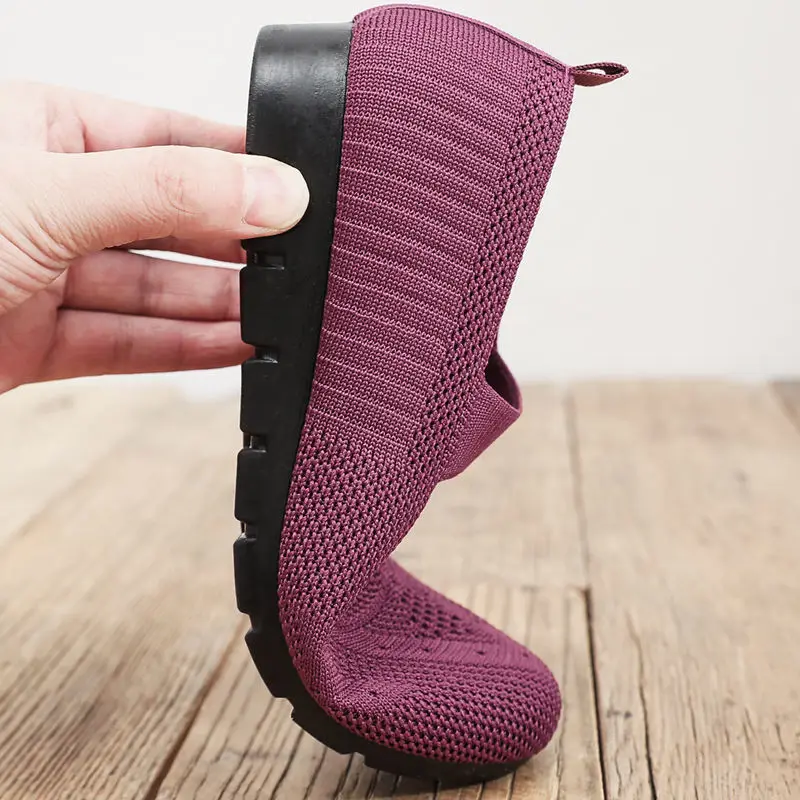 casual pretty strappy flats women's knitted mary jane shoes driving loafers mom comfort flat wedged shoes woman simple flats