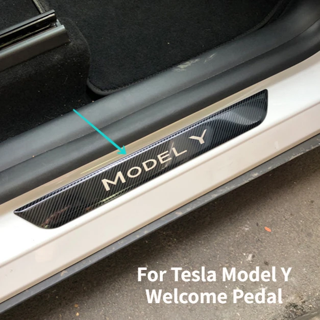

For Tesla Model Y Welcome Pedal Protective Strip for Front Rear Door Frame Threshold Protector Sticker Stainless Steel 2017-2023
