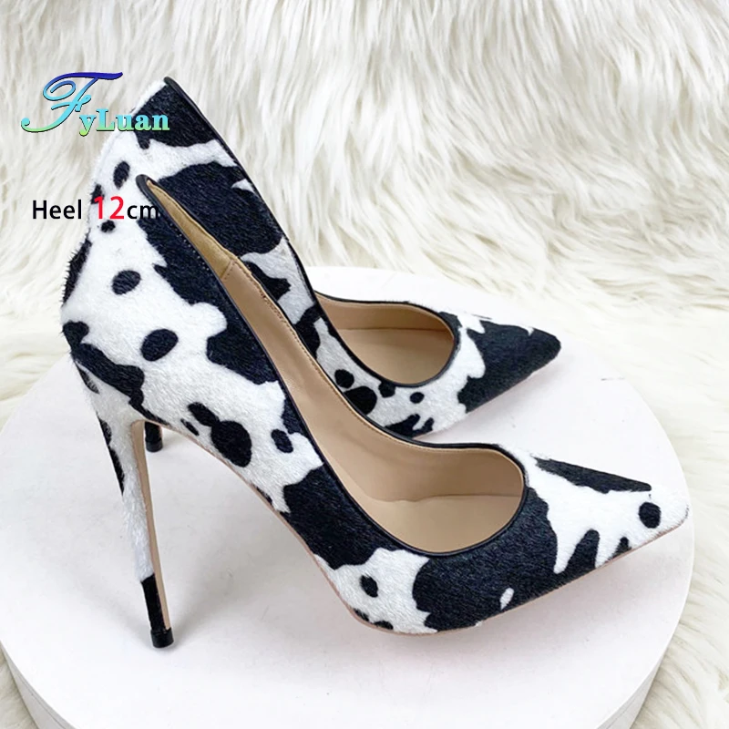 Черно-белые разноцветные женские туфли на высоком каблуке 6–12 см дизайнерские из