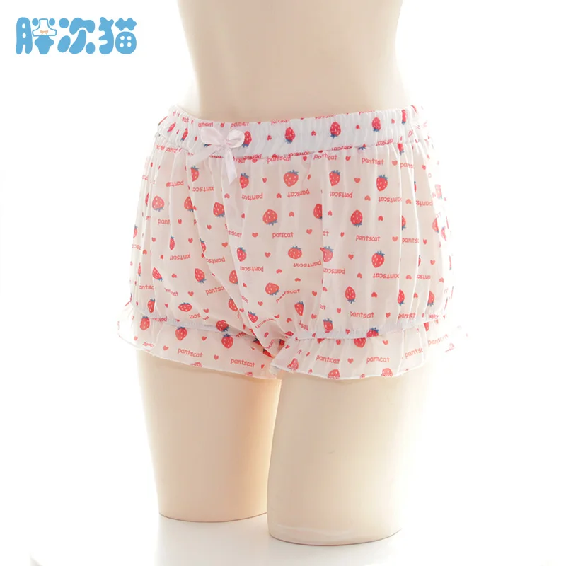 Chiffon Strawberry Printed Leggings Girl Bloomers Japanese Bottoming Pumpkin Pants Shorts