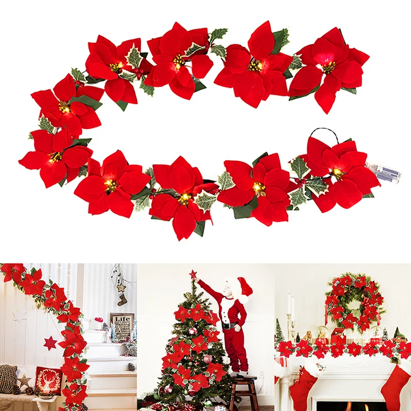 

2M 10LED Christmas Flower LED Light String Garland Christmas Decorations For Home Xmas Tree Ornaments Natal New Year Table Decor