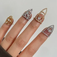 delicate full zircon fingertip rings for women girls nail ring adjustable tip nail cap loop finger accessories birthday jewelry