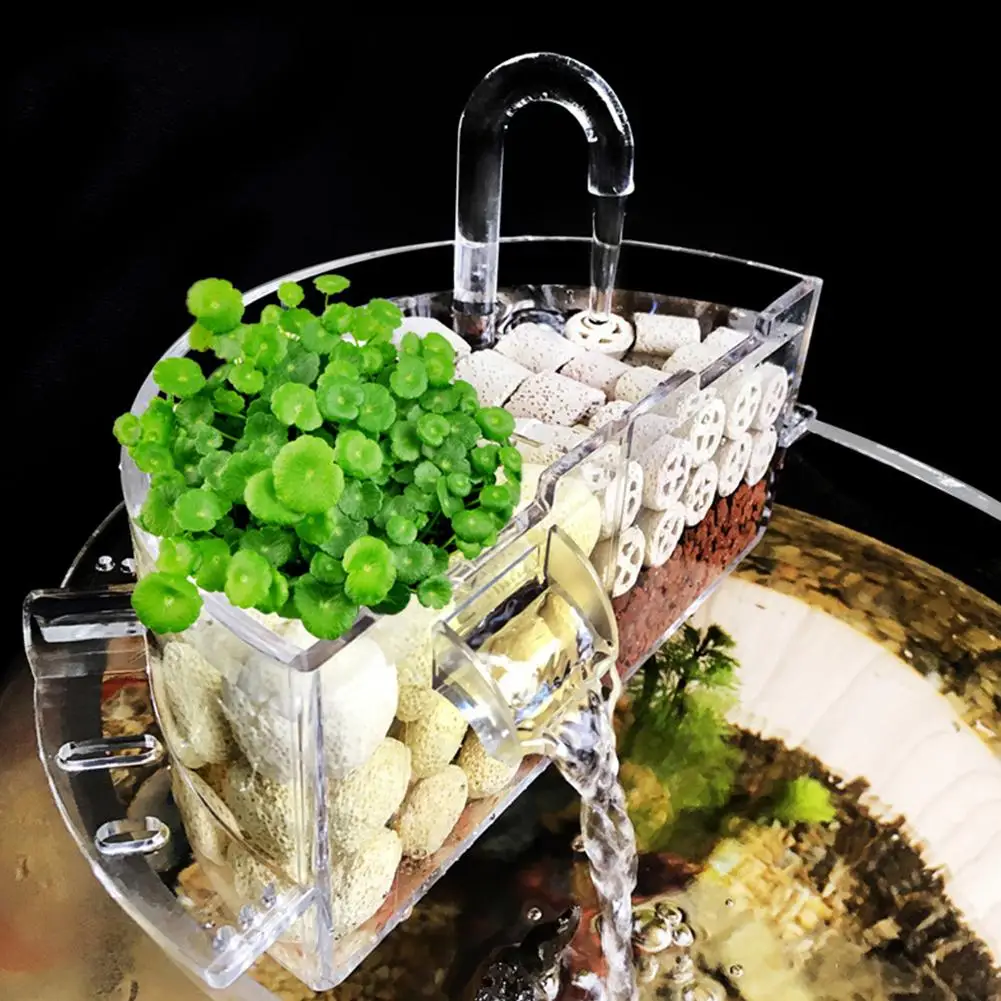

3in1 External Filter Box Silent Waterfall Circulating Trickle Box Water Purifier Transparent Aquarium Fish Tank Accessories