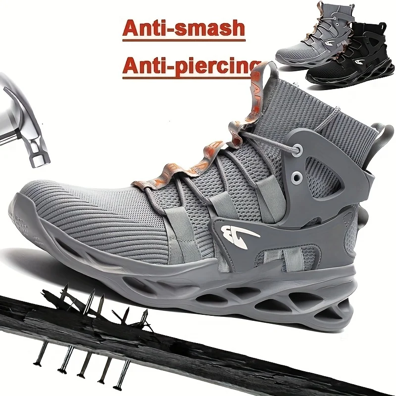 

Men's Lightweight Safety Resistant Work Boots, Casual Comfortable Blade Boots mens steel toe sneakers work shoes men
