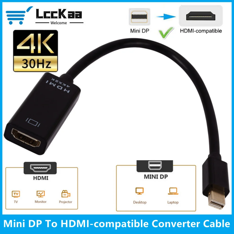 Мини-адаптер LccKaa с портом дисплея на HDMI-совместимый кабель преобразователя 4k ТВ
