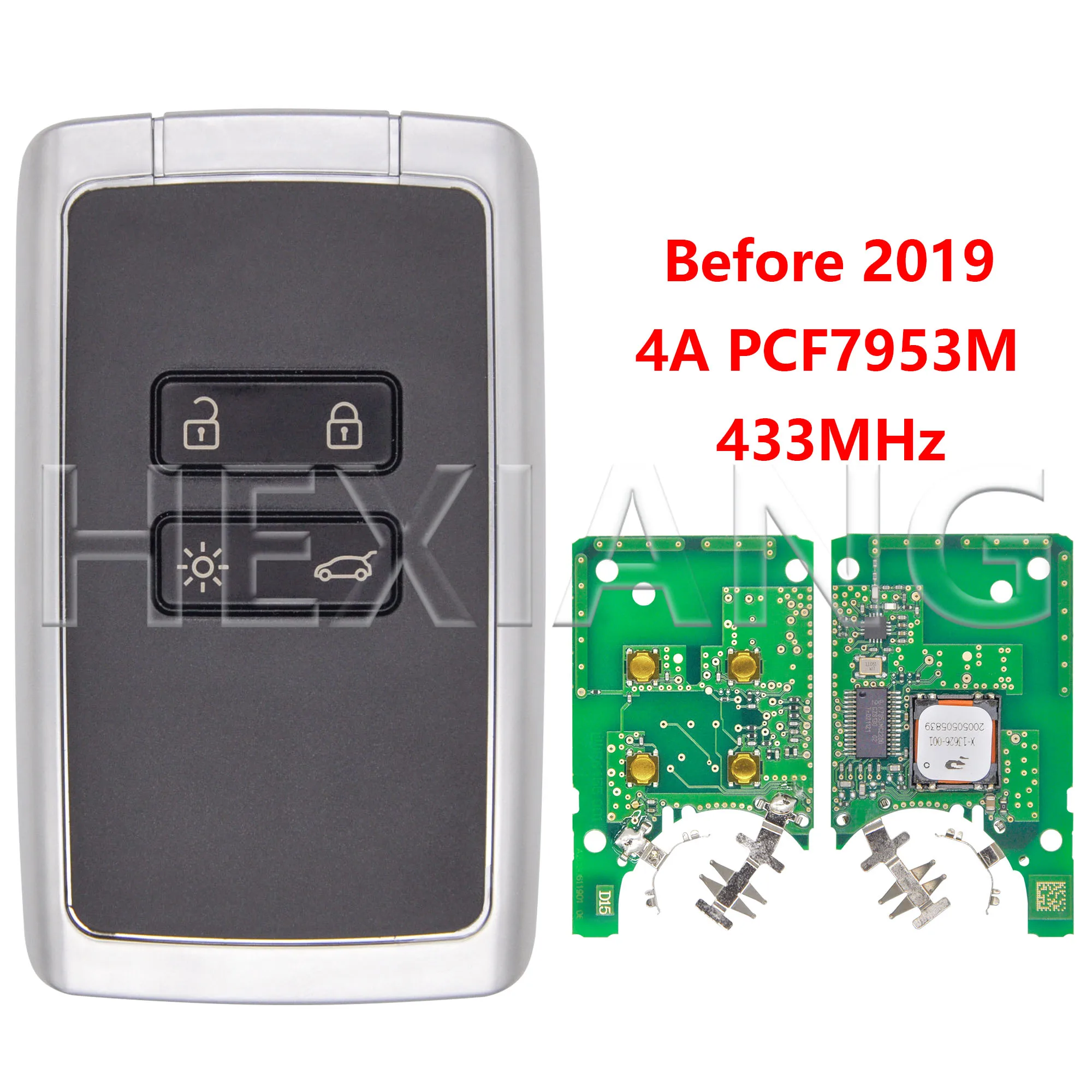 

HE 4A PCF7953M NCF29AxM 433 МГц бесконтактный умный автомобильный дистанционный ключ для Renault Clio5 Megane4 Scenic4 Zoe2 Koleos2 Captur2 2016-2022+