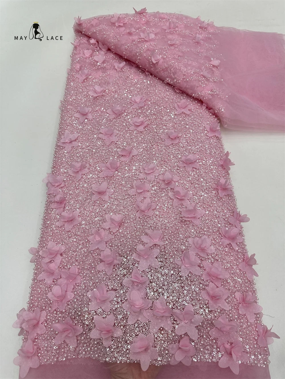 Африканские бусины 3D цветок кружевная ткань 2024 высокое качество нигерийская для