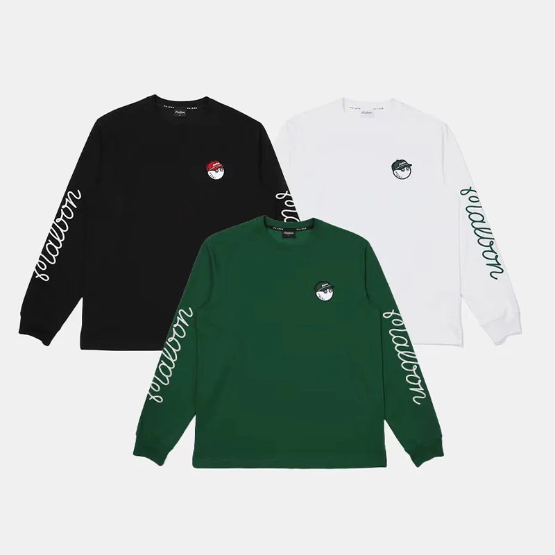 

Golf Embroidered Letter Bucket Cap Loose Casual Round Neck Long Sleeve T-shirt