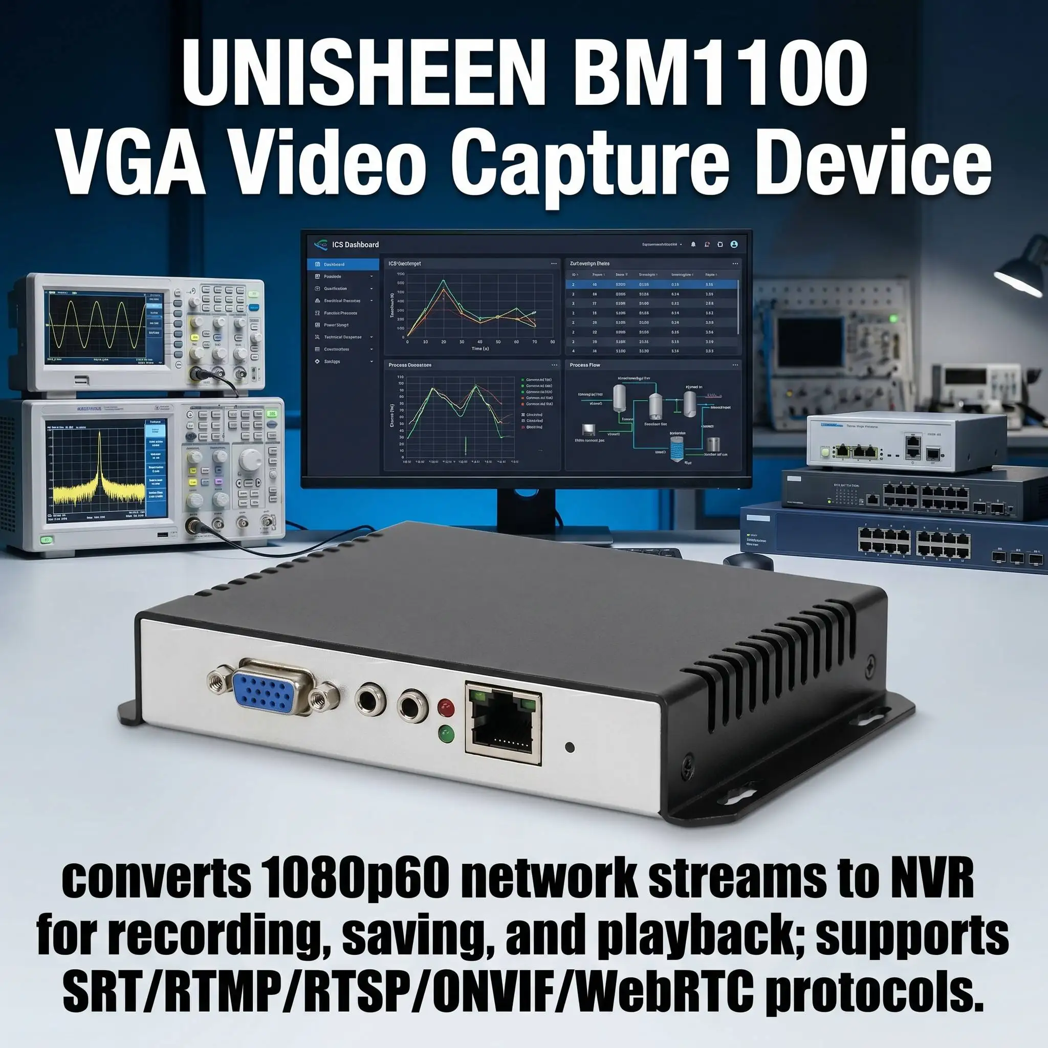 Фото Видеокодер UNISHEEN BM1100 VGA для прямой трансляции, совместимый с WebRTC, NVR, RTSP, RTMP, SRT, ONVIF, UDP, YouTube, Facebook, Wowza, Vmix №4