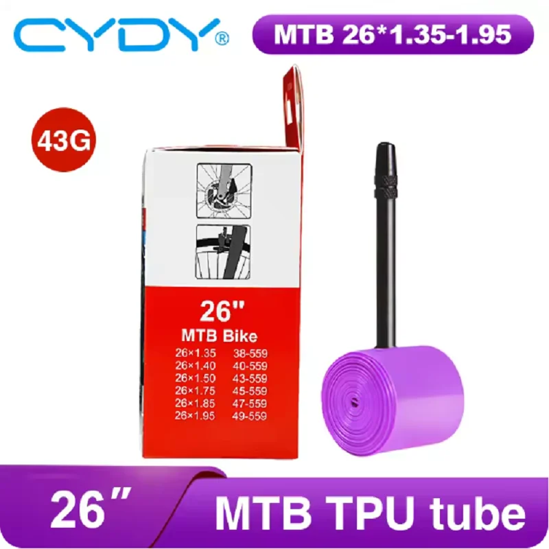 Велосипедная камера CYDY TPU 43 г для MTB 2627.5 дюймов, 2627.5x1.35, 1.4, 1.5, 1.75, 1.85, 1.95 дюймов, для горных велосипедов, 2627.5 дюймов (art.: 3920cceaba235) - 3920cceaba235