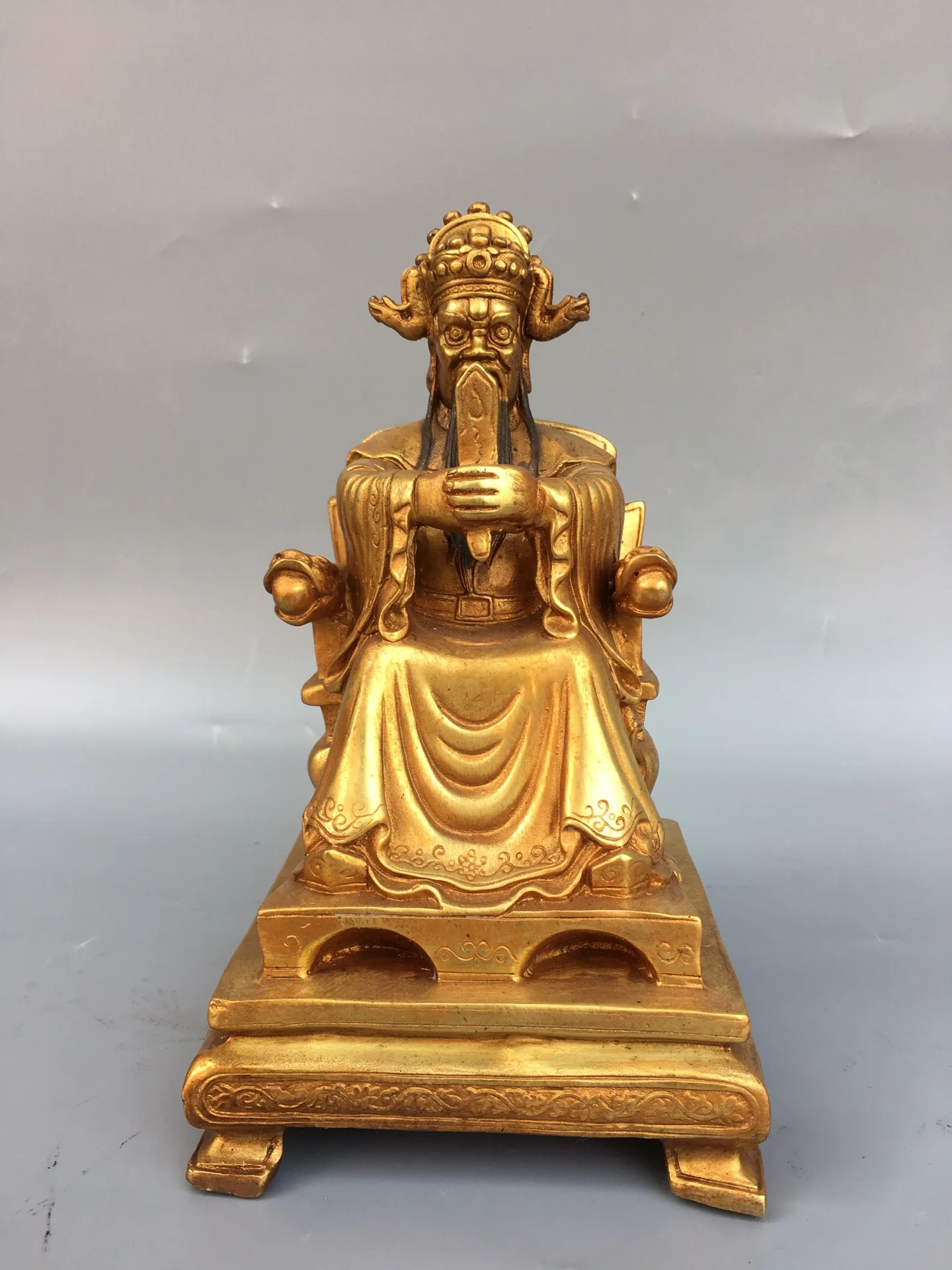 

9"Tibetan Temple Collection Old Bronze Gilding Dragon King Dragon God of the East China Sea Worship Hall Town House Exorcism