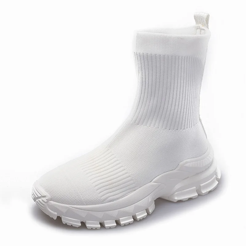 Spring Autumn Sneakers Women Thick Bottom Mesh Breathable High-top Socks Sneakers Woman Fashion Ladies Platform Shoes Sneakers