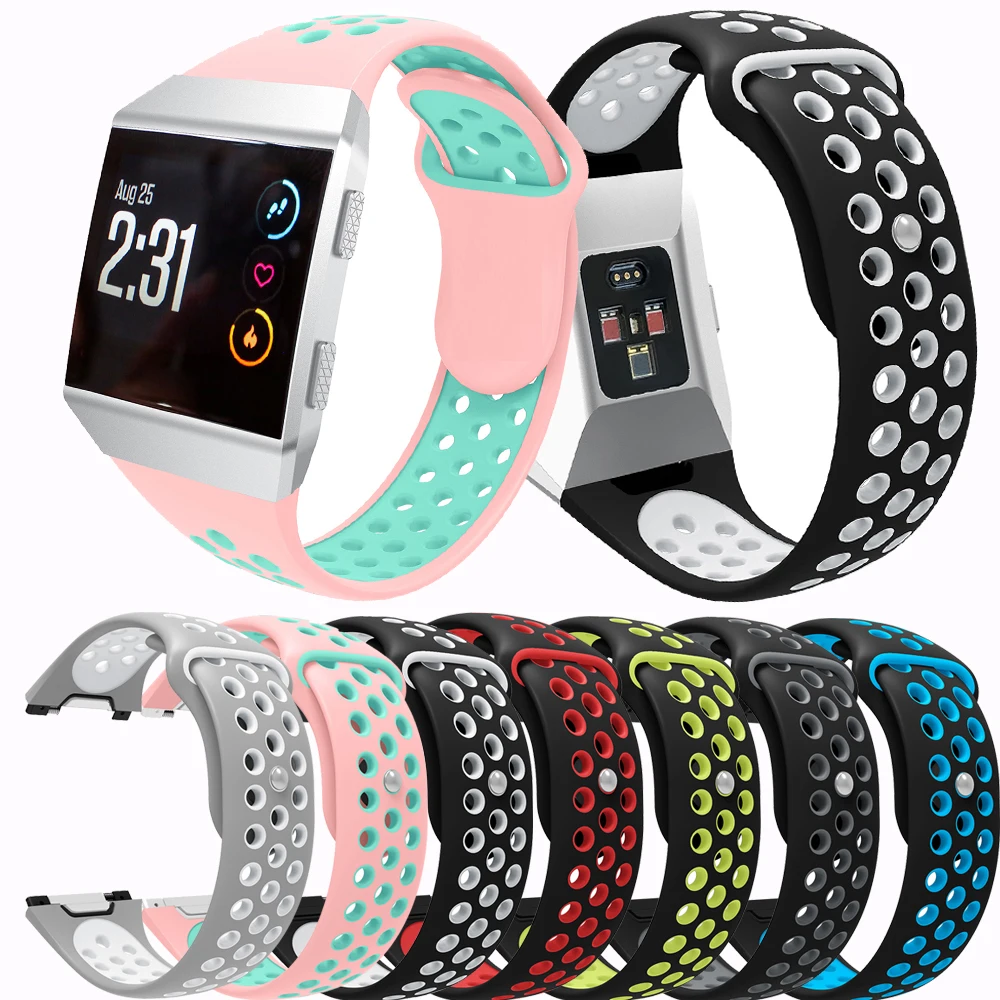 

Double Color Strap For Fitbit Lonic Smart Watch Band Silicone Breathable Replaceable Wristband For Fitbit Lonic Correa L/S